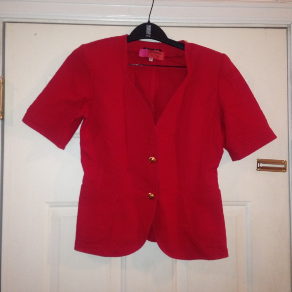 VINTAGE 80s 90s Ungaro Red Short Sleeve Suit Jacket - Picture 5 of 8